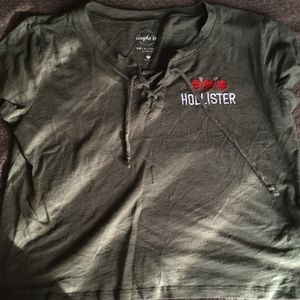 Cropped tee with laces